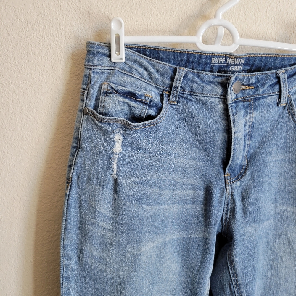 Ruff Hewn Light Blue Distressed Cropped Jeans W Embellished Cuffs Ladies 8. - Picture 4 of 8
